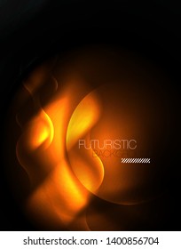 Shiny neon geometric waves template, vector