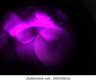 Plantilla de ondas geométricas de neón brillante, vector