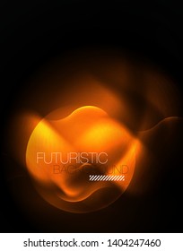 Shiny neon geometric waves template, vector