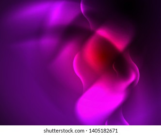 Shiny neon geometric waves template, vector