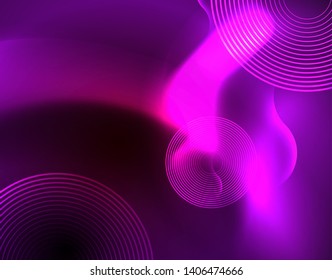 Shiny neon geometric waves template, vector