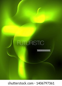 Plantilla de ondas geométricas de neón brillante, vector