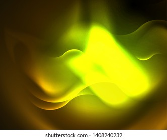 Plantilla de ondas geométricas de neón brillante, vector
