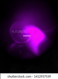 Shiny neon geometric waves template, vector