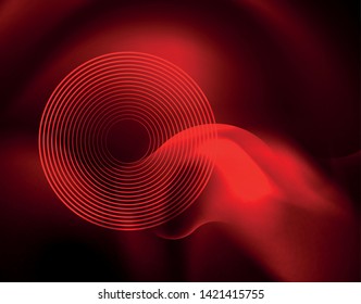 Plantilla de ondas geométricas de neón brillante, vector
