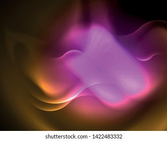 Shiny neon geometric waves template, vector