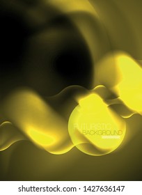 Shiny neon geometric waves template, vector