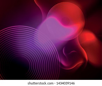 Shiny neon geometric waves template, vector