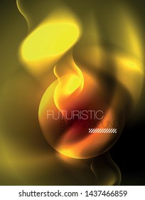 Shiny neon geometric waves template, vector