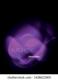 Shiny neon geometric waves template, vector