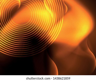 Shiny neon geometric waves template, vector