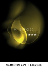 Plantilla de ondas geométricas de neón brillante, vector