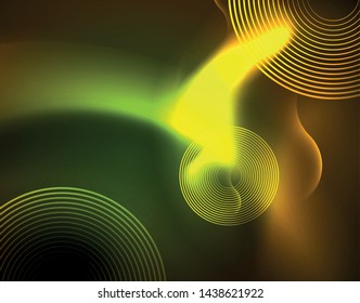 Shiny neon geometric waves template, vector