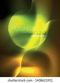 Shiny neon geometric waves template, vector