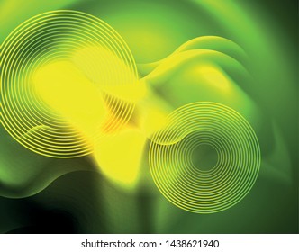 Shiny neon geometric waves template, vector