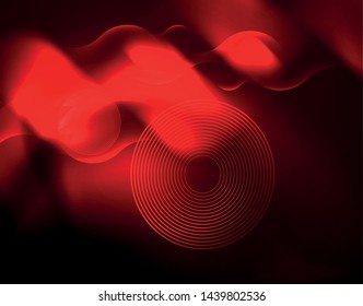 Plantilla de ondas geométricas de neón brillante, vector