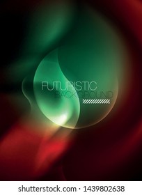 Shiny neon geometric waves template, vector