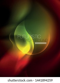 Shiny neon geometric waves template, vector