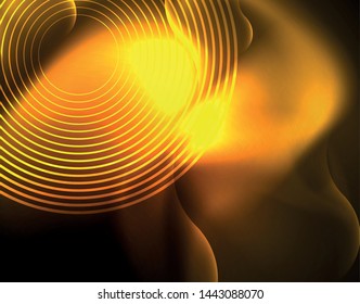 Plantilla de ondas geométricas de neón brillante, vector