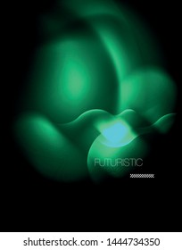 Plantilla de ondas geométricas de neón brillante, vector