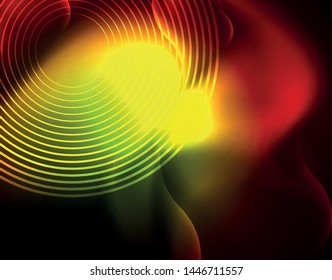 Shiny neon geometric waves template, vector