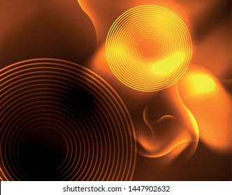 Shiny neon geometric waves template, vector