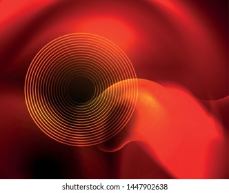 Shiny neon geometric waves template, vector