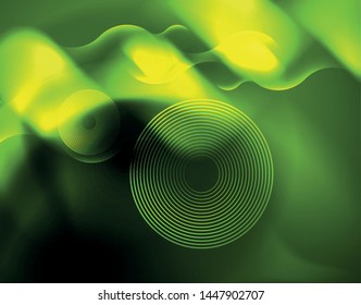 Shiny neon geometric waves template, vector
