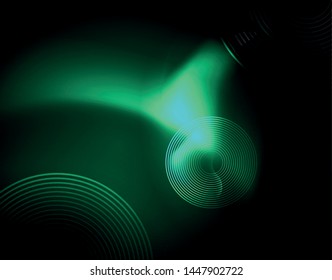 Plantilla de ondas geométricas de neón brillante, vector