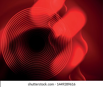 Shiny neon geometric waves template, vector