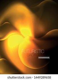 Plantilla de ondas geométricas de neón brillante, vector