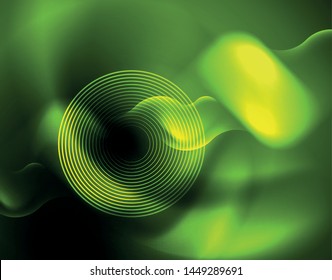 Shiny neon geometric waves template, vector