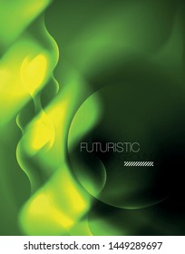 Shiny neon geometric waves template, vector