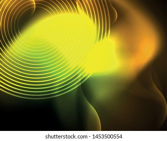 Plantilla de ondas geométricas de neón brillante, vector