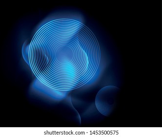Shiny neon geometric waves template, vector