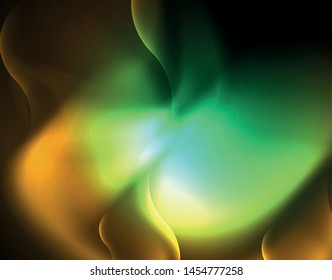 Shiny neon geometric waves template, vector