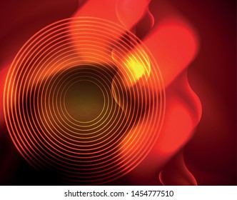 Plantilla de ondas geométricas de neón brillante, vector