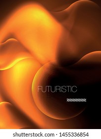 Shiny neon geometric waves template, vector