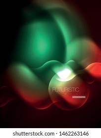 Shiny neon geometric waves template, vector