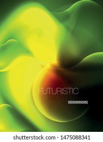 Shiny neon geometric waves template, vector