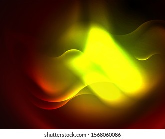 Shiny neon geometric waves template, vector