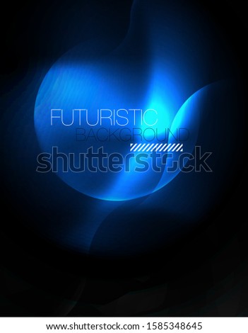 Shiny neon geometric waves template, vector
