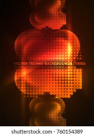 Shiny neon glowing circles, dot particles structure. Vector digital technology abstract background, backdrop for techno presentation or web banner template