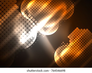 Shiny neon glowing circles, dot particles structure. Vector digital technology abstract background, backdrop for techno presentation or web banner template