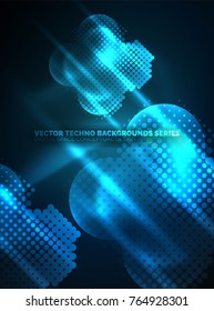 Círculos brilhantes de néon, estrutura de partículas pontiagudas. Plano de fundo abstrato da tecnologia digital de vetor, plano de fundo para apresentação techno ou modelo de banner da Web