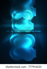 Círculos brillantes de neón, estructura de partículas de punto. Fondo abstracto de tecnología digital vectorial, fondo para presentación tecno o plantilla de banner web