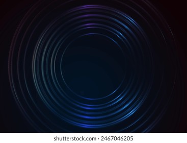 Shiny neon laser rings abstract futuristic background. Technology vector background