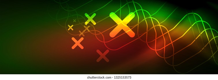 Shiny neon lights background, techno design, modern wallpaper for your project, vector illustration