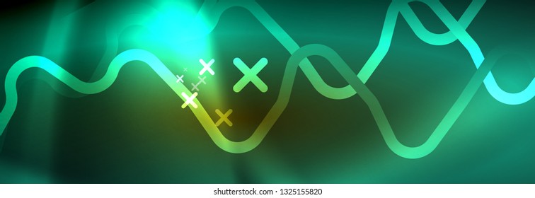Shiny neon lights background, techno design, modern wallpaper for your project, vector illustration