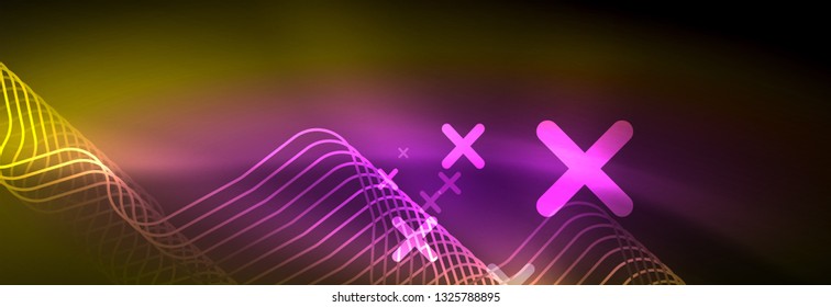 Shiny neon lights background, techno design, modern wallpaper for your project, vector illustration